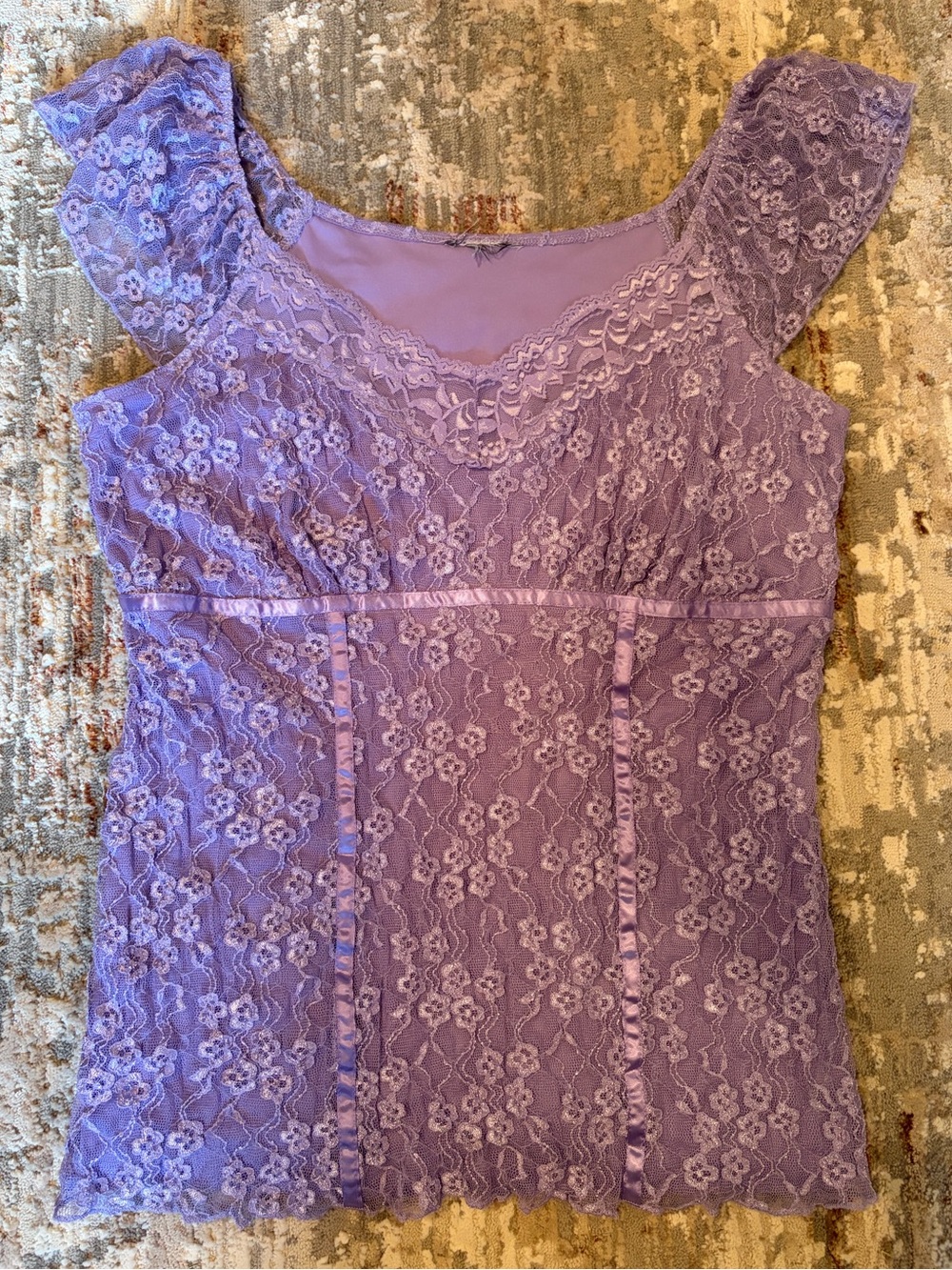 Lavender Floral Lace Corset Style Top Medium/Large